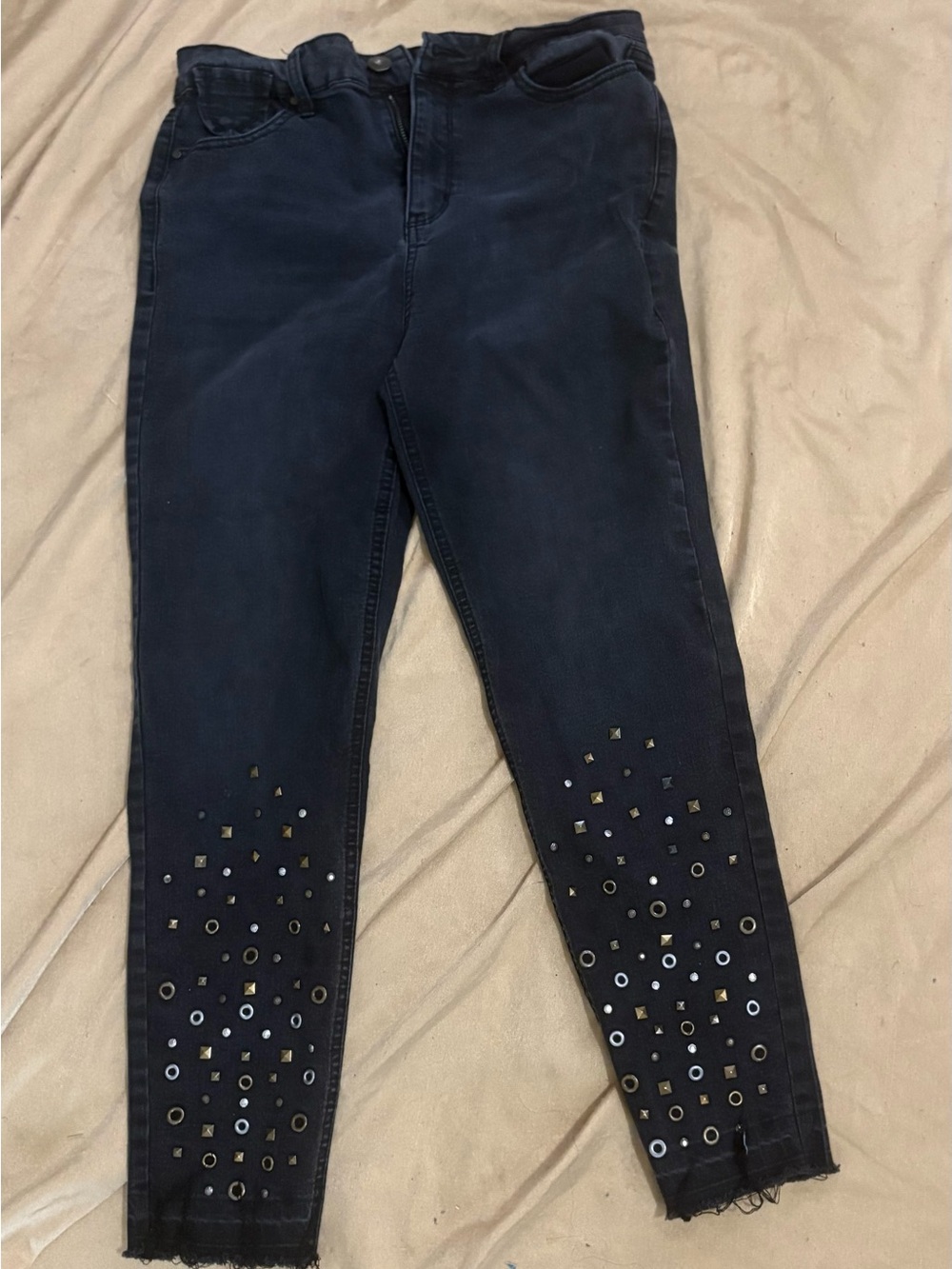 Tinseltown Charcoal Black Embellished Ankle Jeans